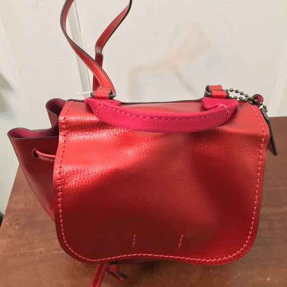Coach Red Metallic Derby Backpack Pebble Leather Brand new with tag . - Picture 2 of 15